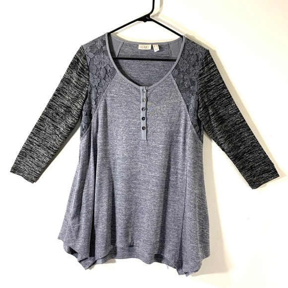 LOGO Lori Goldstein space Dye Henley Tunic - Picture 2 of 12